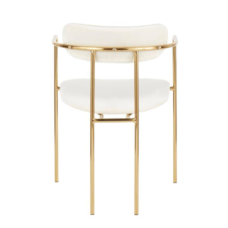 Set of 2 Demi Contemporary Chair Cream - LumiSource: Velvet Upholstery, Gold Metal Frame, Cushioned Seat & Armrests