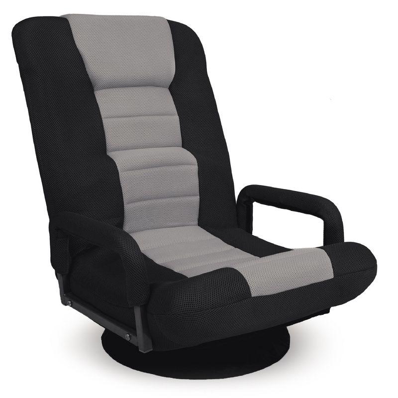 Black and Gray Swivel Gaming Floor Chair with Armrests