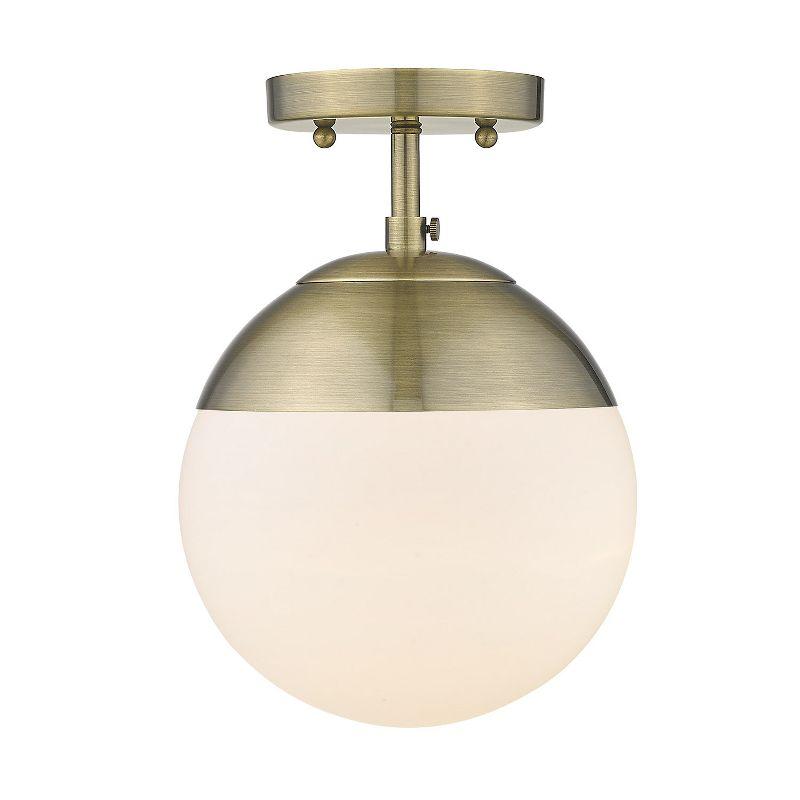 Golden Lighting Dixon 1-Light Semi-flush in Aged Brass with Opal Glass
