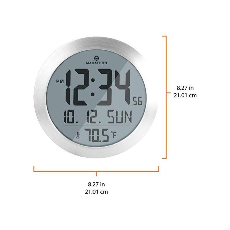 Marathon 10 Inch Round Sleek & Stylish Digital Wall Clock With Date & indoor Temperature