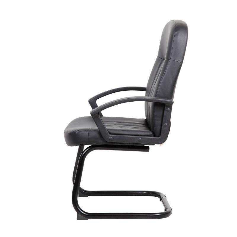 Executive Leather Budget Guest Chair Black - Boss Office Products: Metal Frame, Padded, Fixed Arms, Spot Clean
