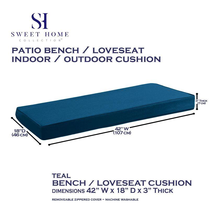 Indoor/Outdoor Patio Bench Foam Cushion 18" x 42", Teal