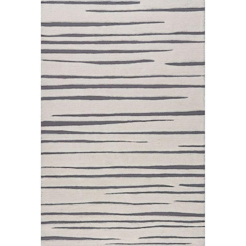 Frenshe Interiors x Rugs USA - Studio Striped New Zealand Wool Indoor Area Rug, Runner 2' 6" x 8', Studio Ivory