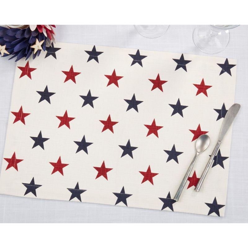 Saro Lifestyle Americana Stars Placemat (Set of 4), Red, 14"x20"