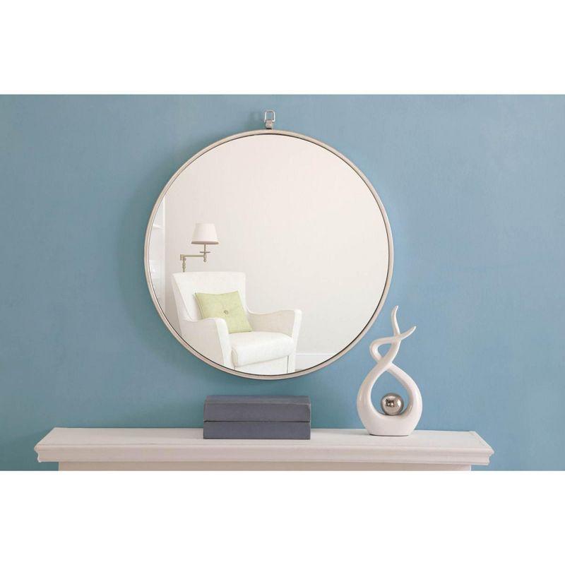 Elegant Lighting Metal frame Round Mirror with decorative hook 24 inch Silver finish