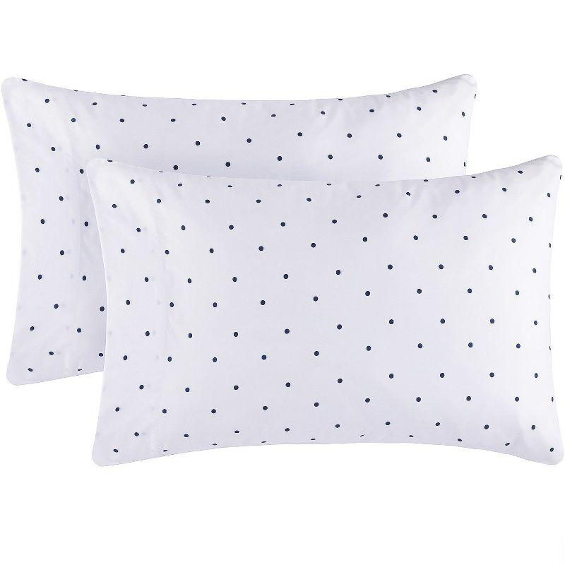 Mellanni Brushed Microfiber Pillowcase Set of 2, King, Polka Dot Navy