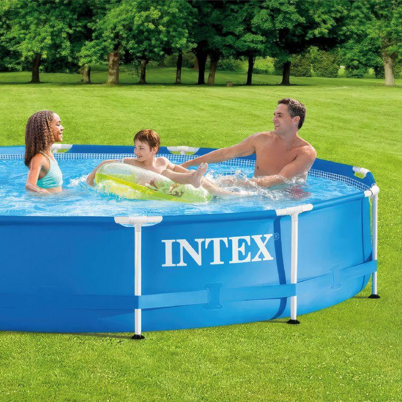 Intex Intex Round Metal Frame Outdoor Backyard Above Ground Swimming Pool