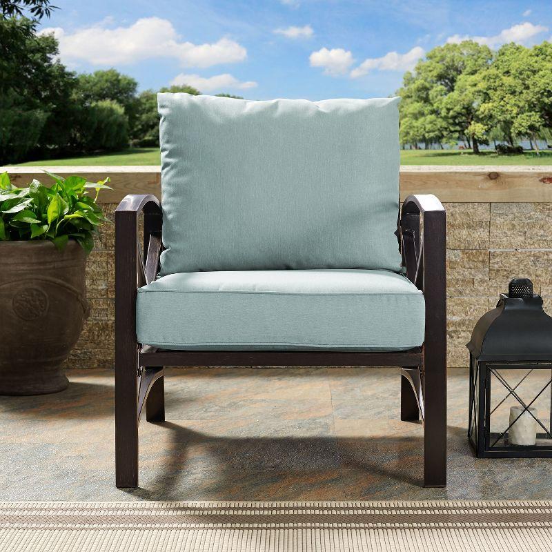 Kaplan Outdoor Arm Chair Mist - Crosley: Steel Frame, Weather-Resistant Patio Furniture with Cushions