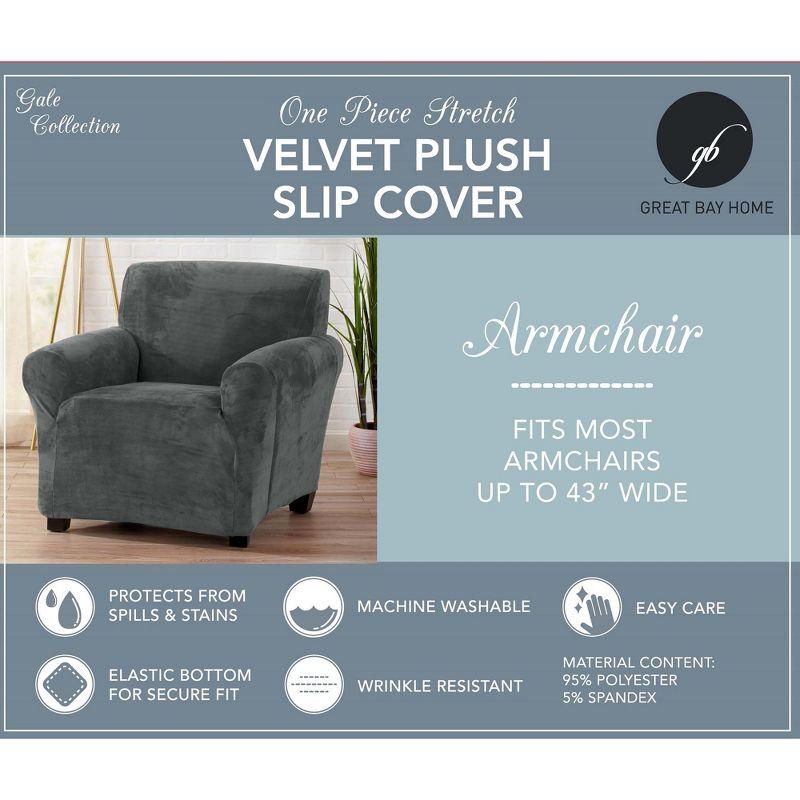 Wild Dove Grey Velvet Plush Stretch Recliner Slipcover