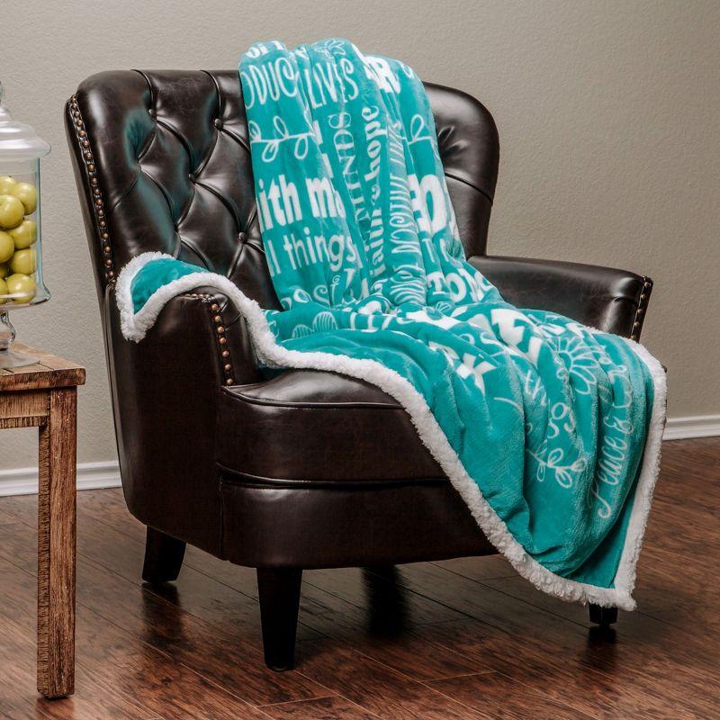 Teal Reversible Fleece and Sherpa Electric Throw Blanket