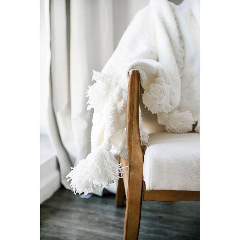 Sunday Citizen Braided Pom Pom Throw, Off White, Throw Size: 75" x 52"