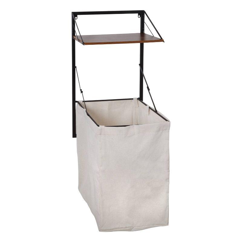 Honey-Can-Do Laundry Shelf + Hamper Combo with Wood Walnut