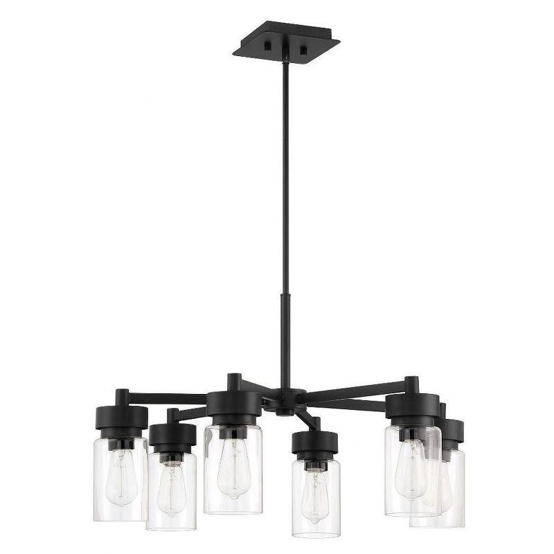 Midnight Steel 6-Light Outdoor Chandelier with Clear Glass Shades