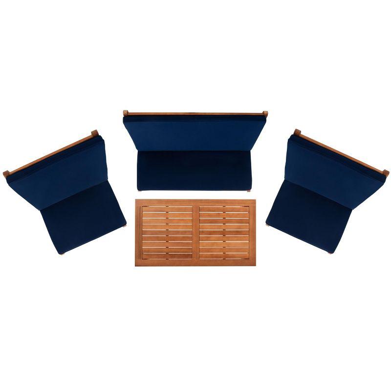 Chaston 4 Piece Living Set - Indoor/Outdoor - PAT7044 - Natural/Navy - Safavieh