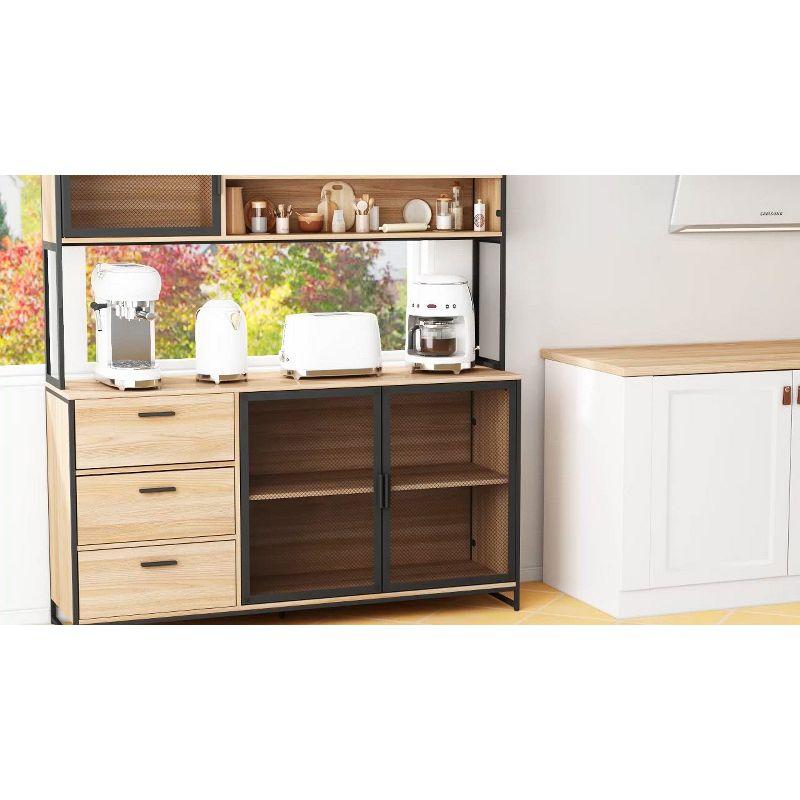 FUFU&GAGA Brown Kitchen Cabinet Pantry with Sleek Design & Ample Storage