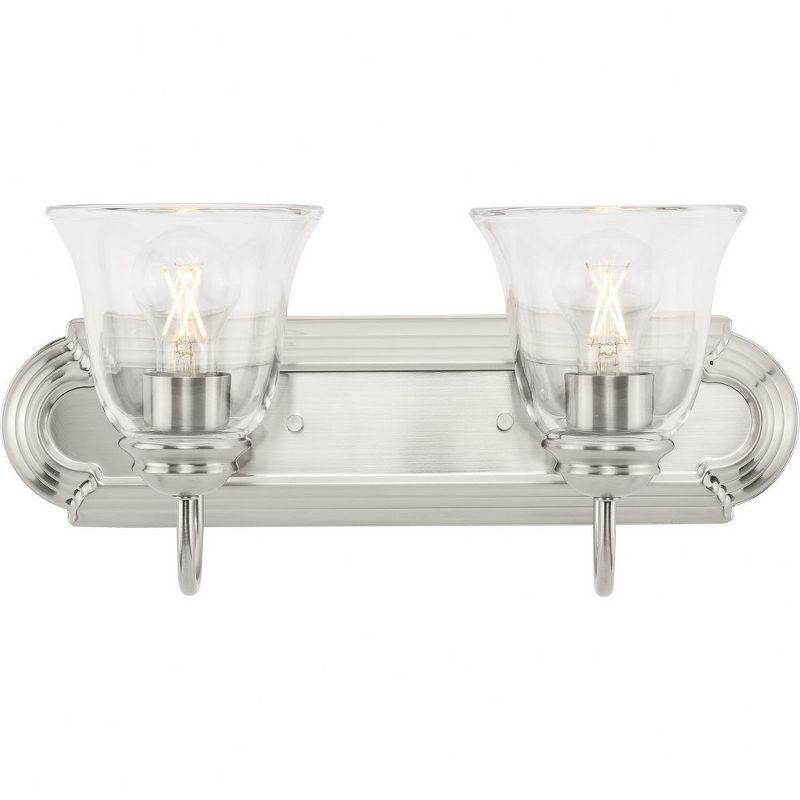 Progress Lighting, Calhoun Collection, 2-Light Vanity Light, Brushed Nickel, Clear Glass Shades, Material: Steel