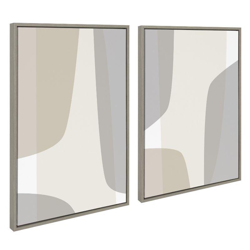 Kate and Laurel Sylvie Comforting Curves Abstract No 1 and No 2 Framed Canvas by The Creative Bunch Studio, 2 Piece 23x33, Gray