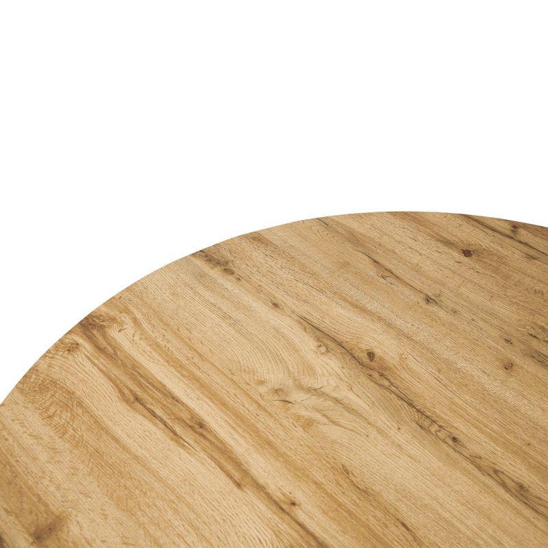 LeisureMod Ravenna 47" Round Wood Dining Table with Modern Metal Base - Sleek Design, Perfect for Dining Rooms, Natural Wood
