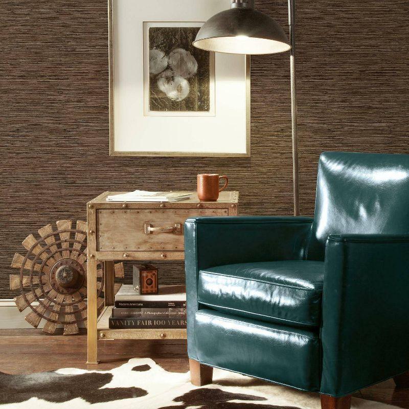 Brown Grasscloth Peel and Stick Vinyl Wallpaper Roll