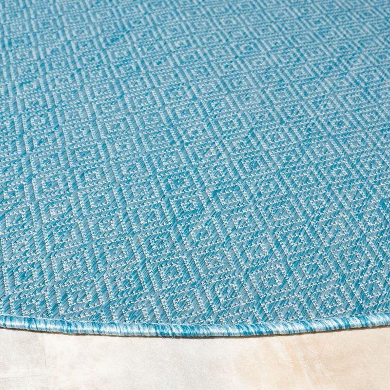 Aqua Round Flat Woven Synthetic Non-slip Rug