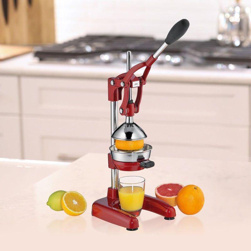 Red Stainless Steel Professional Citrus Juicer with Lever