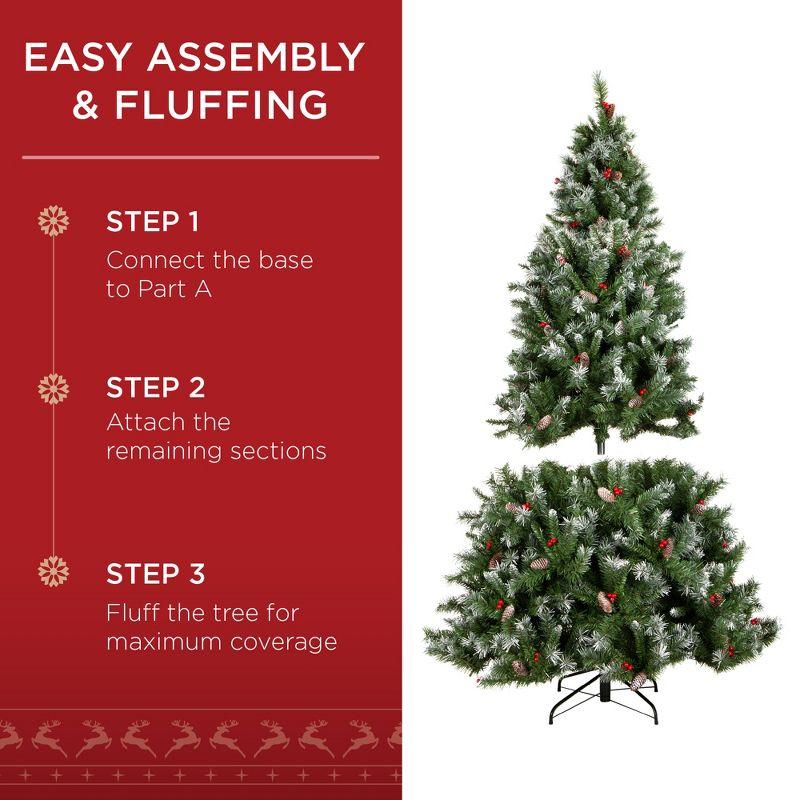 Best Choice Products Pre-Lit Pre-Decorated Holiday Christmas Tree w/ Flocked Tips, Lights, Base