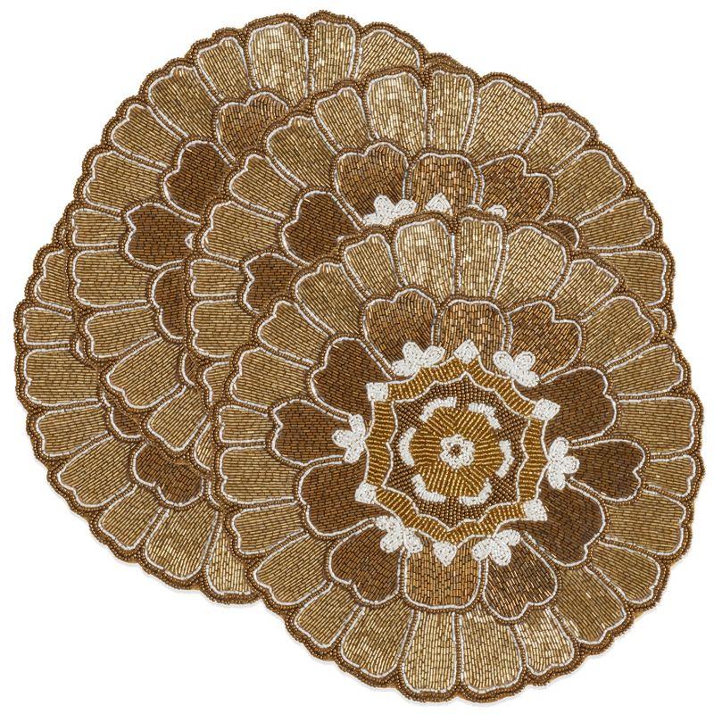 Saro Lifestyle Saro Lifestyle Round Table Mats With Floral Design (Set of 4)