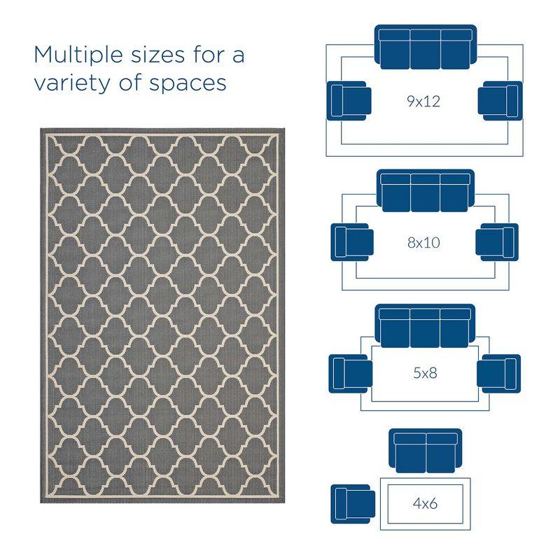 Modway Avena Moroccan Quatrefoil Trellis 9x12 Indoor and Outdoor Area Rug