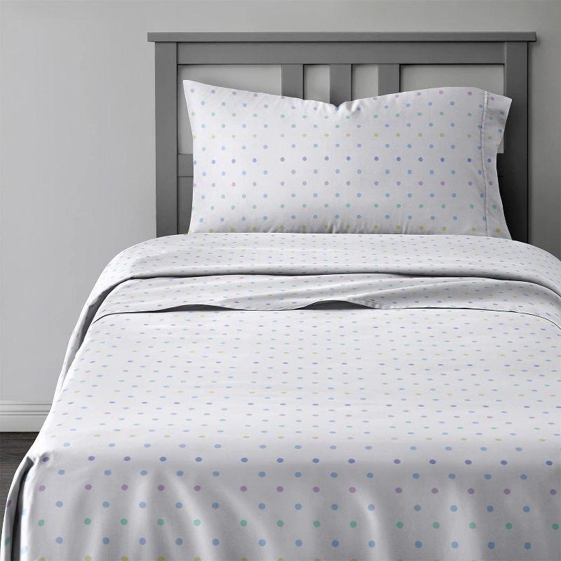 CGK Linens Kids 4 Piece Bed Sheet Set - Cute & Cozy Wrinkle-Resistant with Vibrant Designs in Multicolor Polka Dots, Size Full