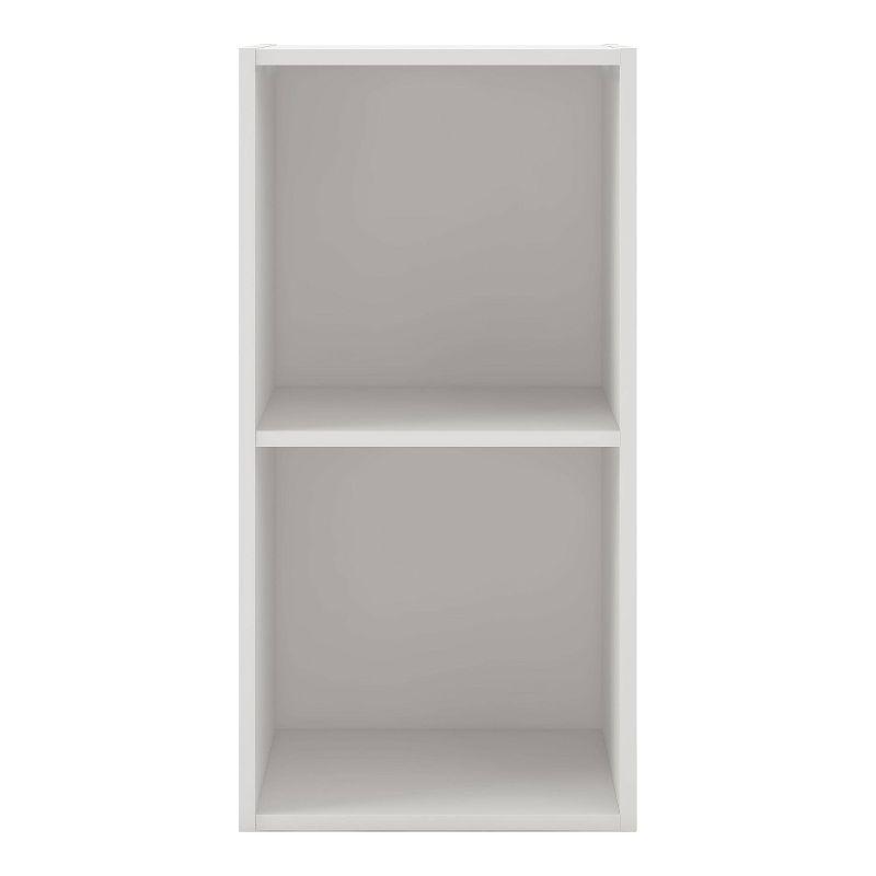 24/7 Shop At Home 24" Silkpath Modern 2 Cube Stackable and Modular Bookcase White: MDF Wood, Open Shelving