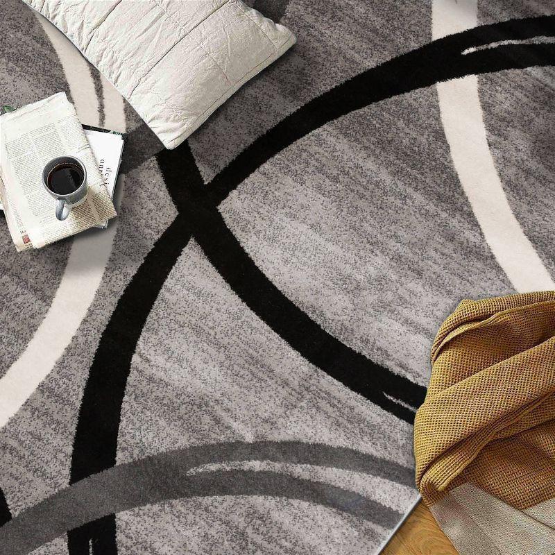 World Rug Gallery Contemporary Abstract Circles Design Brown 2' x 3' Indoor Area Rug