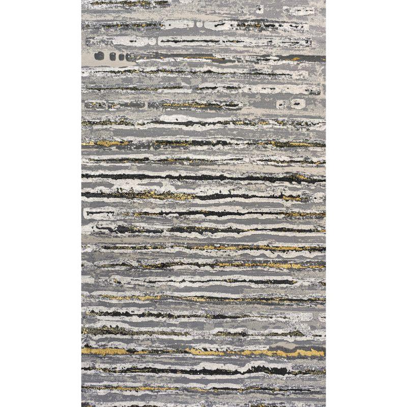 3'x5' Batten Modern Stripe Area Rug, Gray/Black - JONATHAN Y