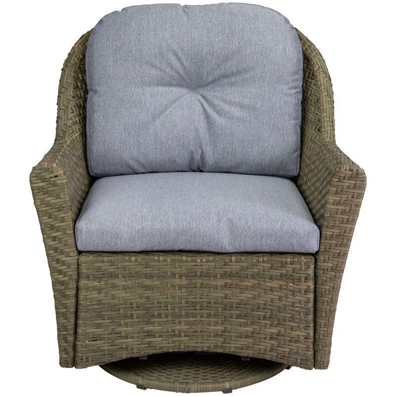 34" Gray Resin Wicker Glider Chair with Gray Cushions