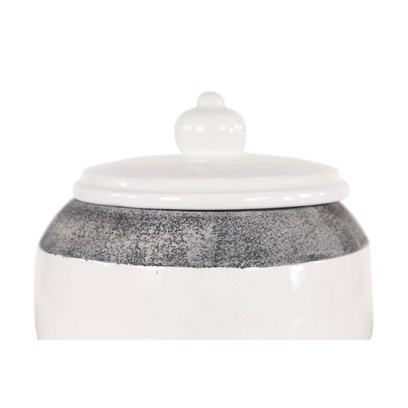 Matte Gray & Glossy White Ceramic Jar Duo: 7" Textured Set