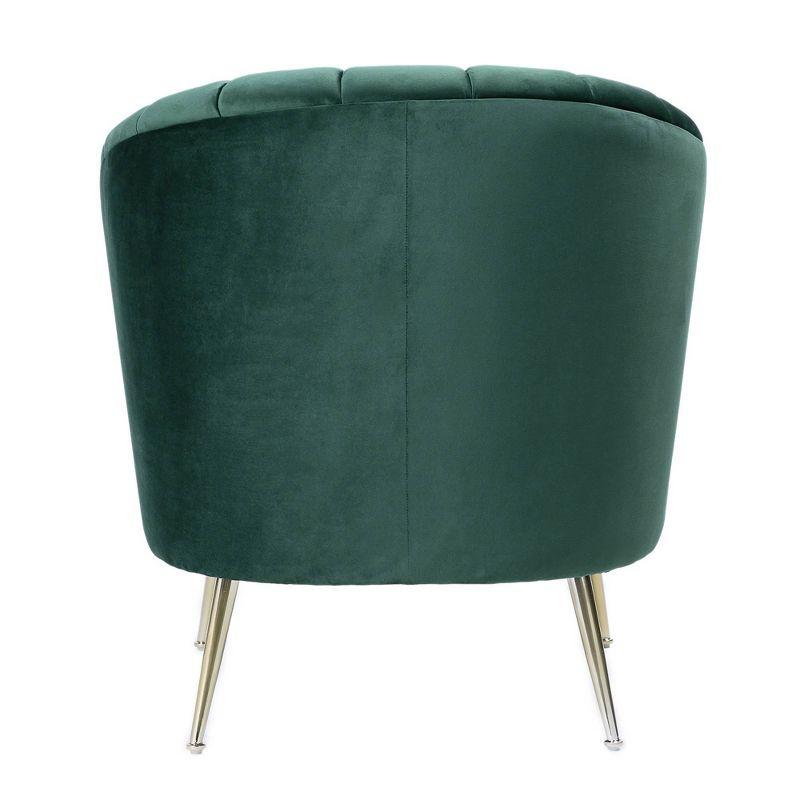 Rosemont Velvet Accent Chair Green - Manhattan Comfort: Luxurious Upholstered, Semi-Gloss Finish, Wood Frame