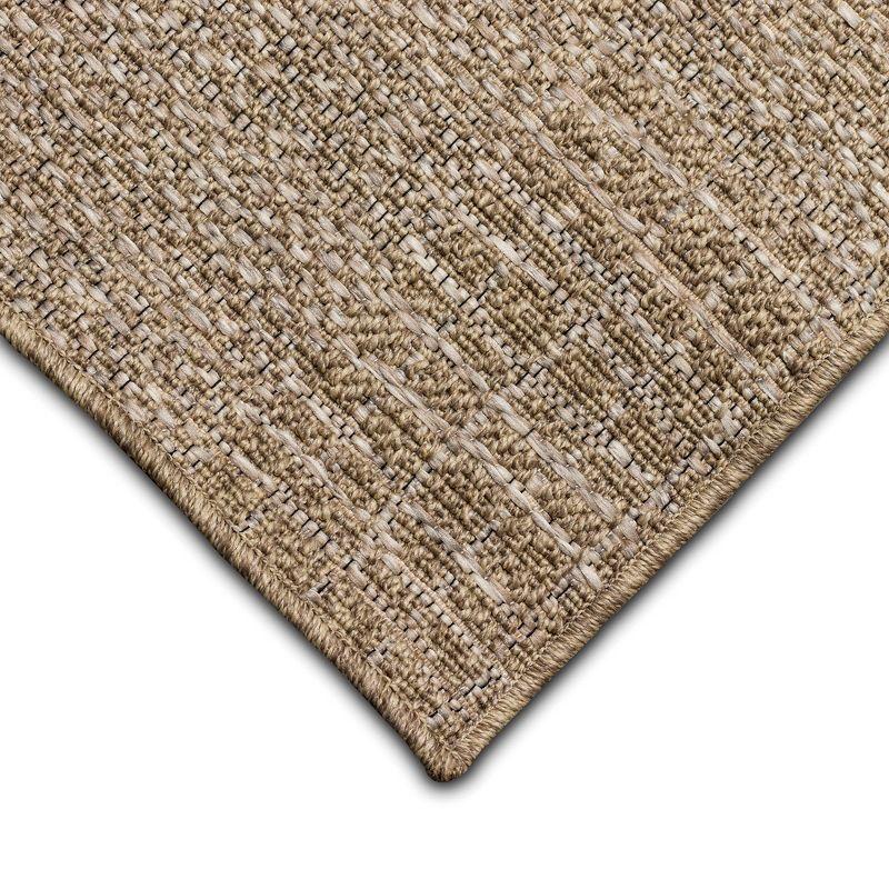 Ivory Flat Woven Square Stain-Resistant Synthetic Rug