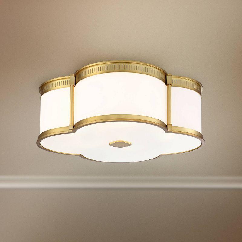 Minka Lavery Modern Ceiling Light Flush Mount Fixture 22" Liberty Gold Dimmable LED Etched White Glass Shade for Bedroom Hallway