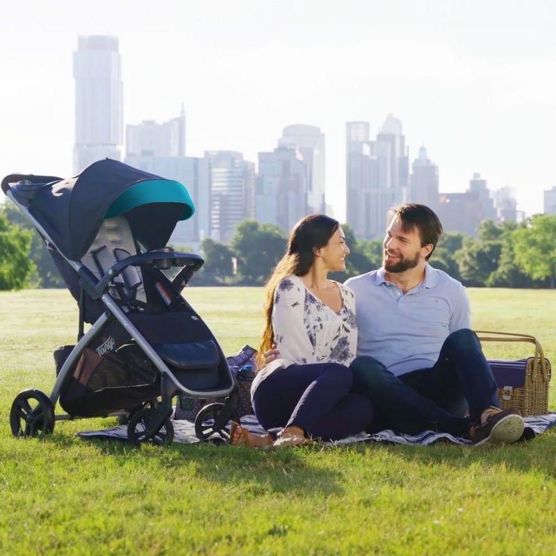 Baby Trend Tango Lightweight Compact Toddler Baby Infant Travel Stroller System with Oversized UPF 50+ Protection Canopy, Veridian Teal and Black