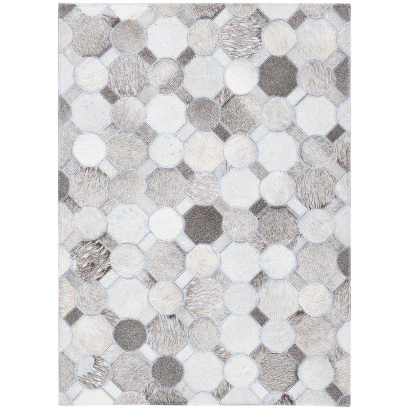 Millwood Pines Elyas Flat Weave Hair On Leather Geometric Rug