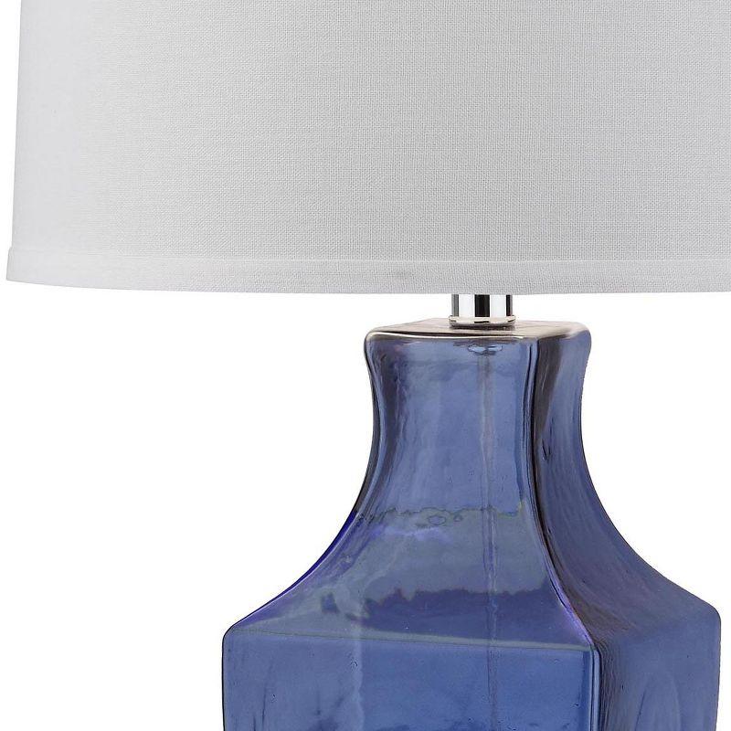 Elegant Blue Glass Urn Table Lamp Set with White Cotton Shade