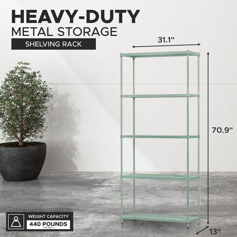 Design Ideas MeshWorks 5 Tier Metal Storage Shelving Unit Rack Bookshelf