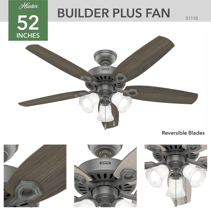 Builder Plus 52"5 - Blade Standard Ceiling Fan with Pull Chain and Light Kit Included