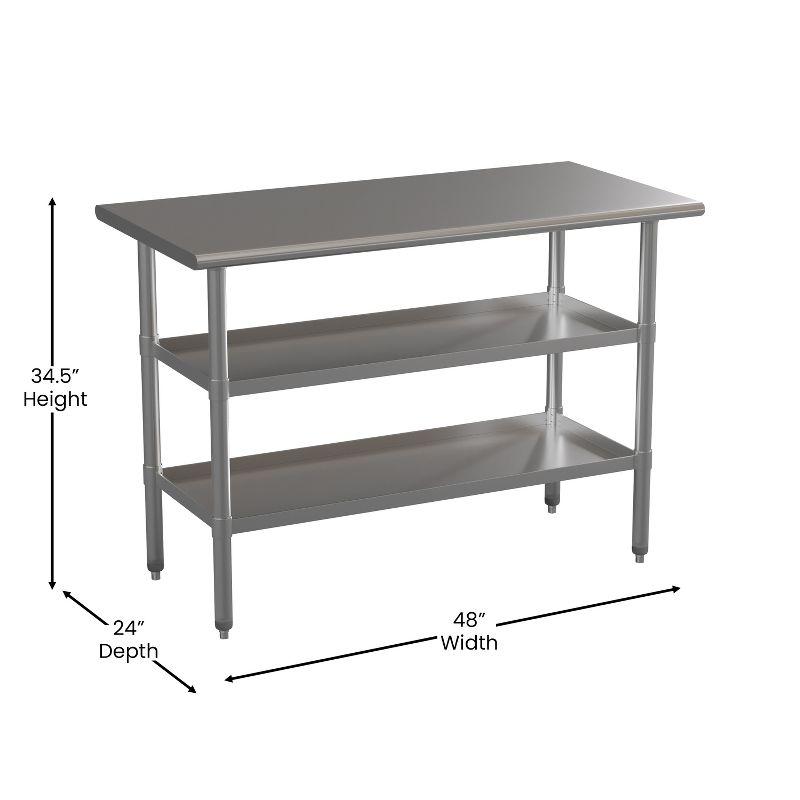 Emma and Oliver NSF Certified Stainless Steel 18 Gauge Work Table with 2 Undershelves