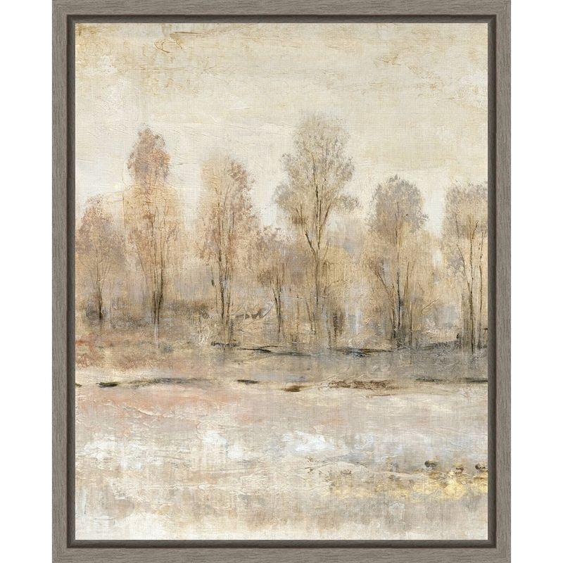 Earth Tones Abstract Landscape Canvas Print in Graywash Frame