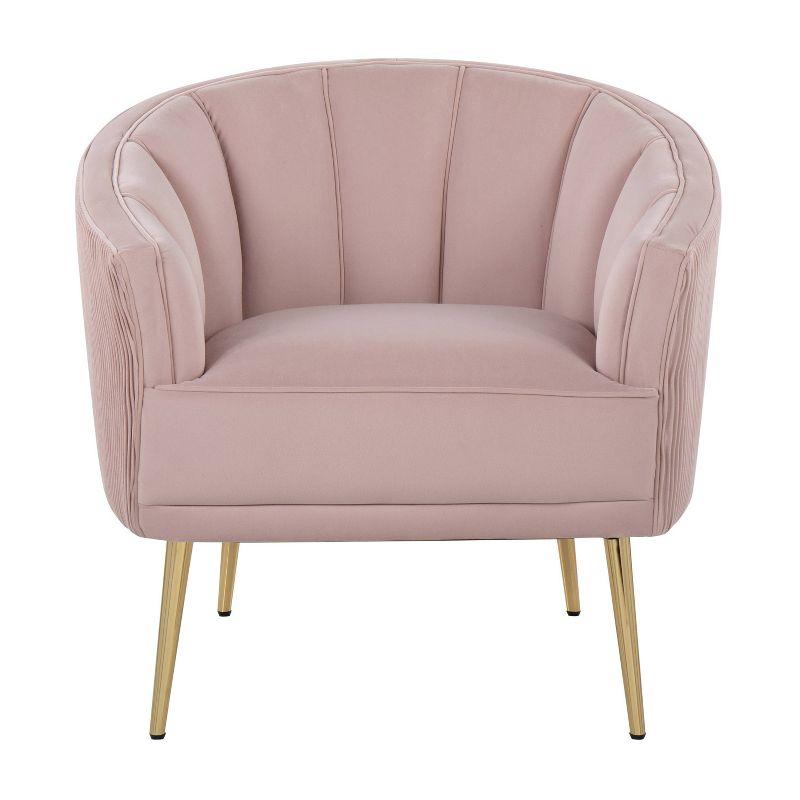 Chic Blush Pink Velvet Barrel Accent Chair with Gold Legs