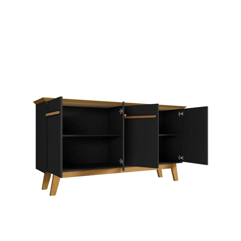 62.99" Yonkers Sideboard Black/Cinnamon - Manhattan Comfort: Mid-Century Buffet Storage Cabinet