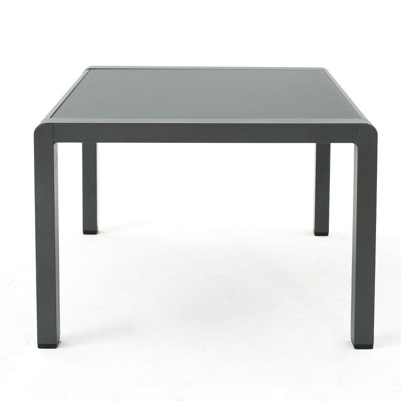 Cape Coral Rectangle Aluminum Coffee Table with Glass Top - Gray - Christopher Knight Home: Weather-Resistant Patio Table