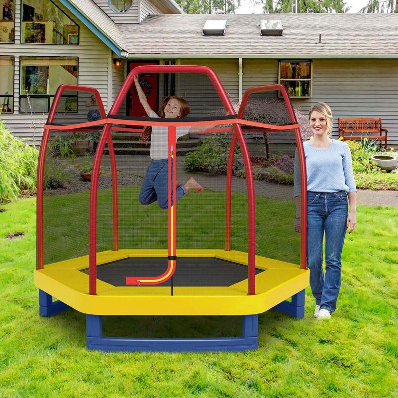 Costway 7FT Kids Trampoline Outdoor Indoor Recreational Bounce Jumper Yellow/Green/Blue/Orange/Pink