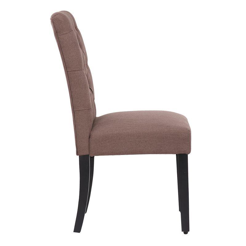 Brown Linen Upholstered Parsons Side Chair with Wood Legs