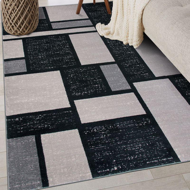 Gray Geometric Tufted Washable Rectangular Area Rug